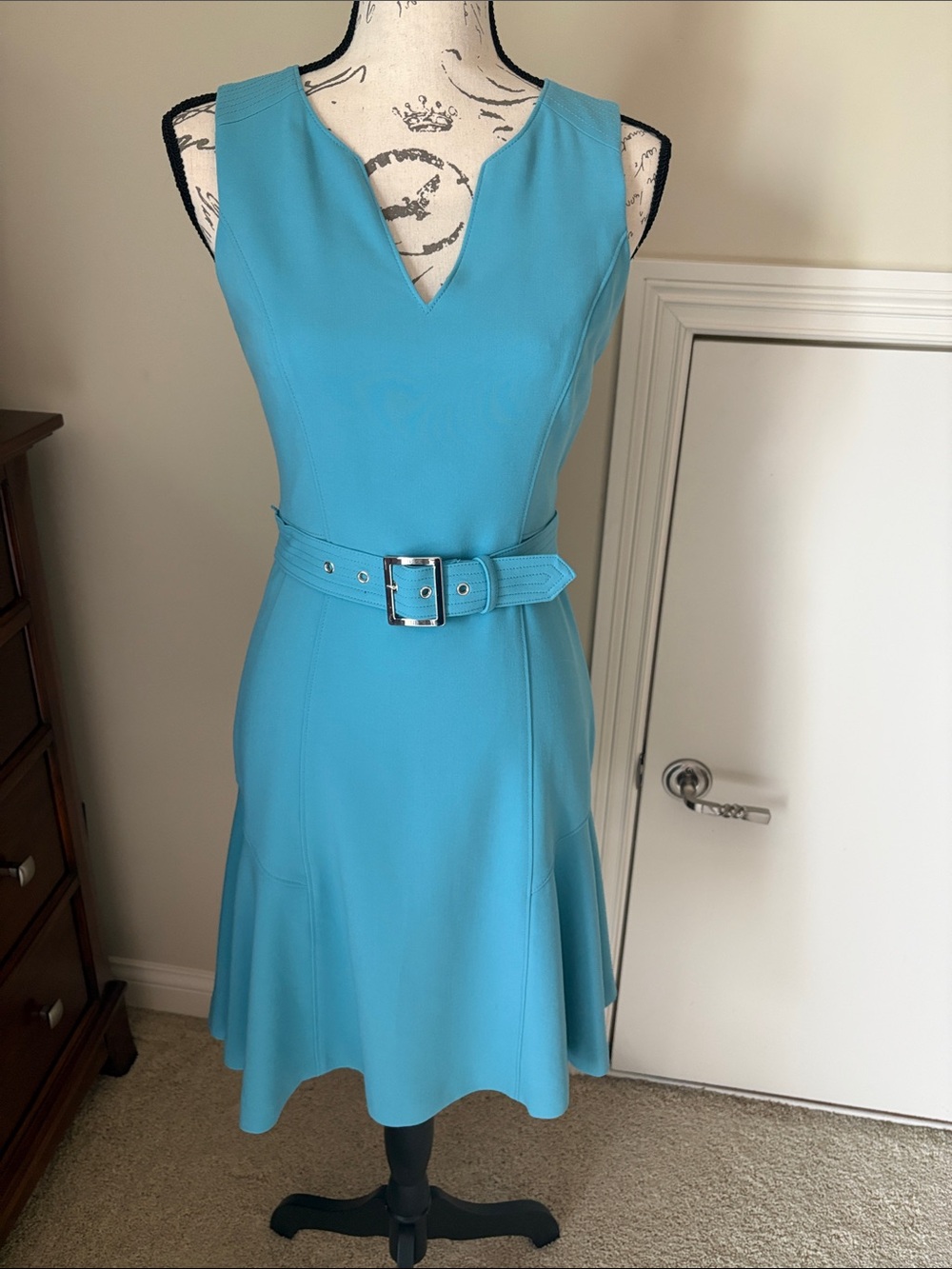 NWT Blue Oasis Flare- Perfect White House Black Market teal A-lined dress